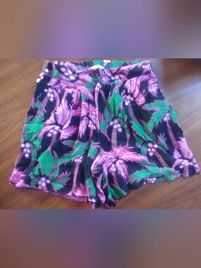 Tropical Palm Print Shorts in Pink & Green